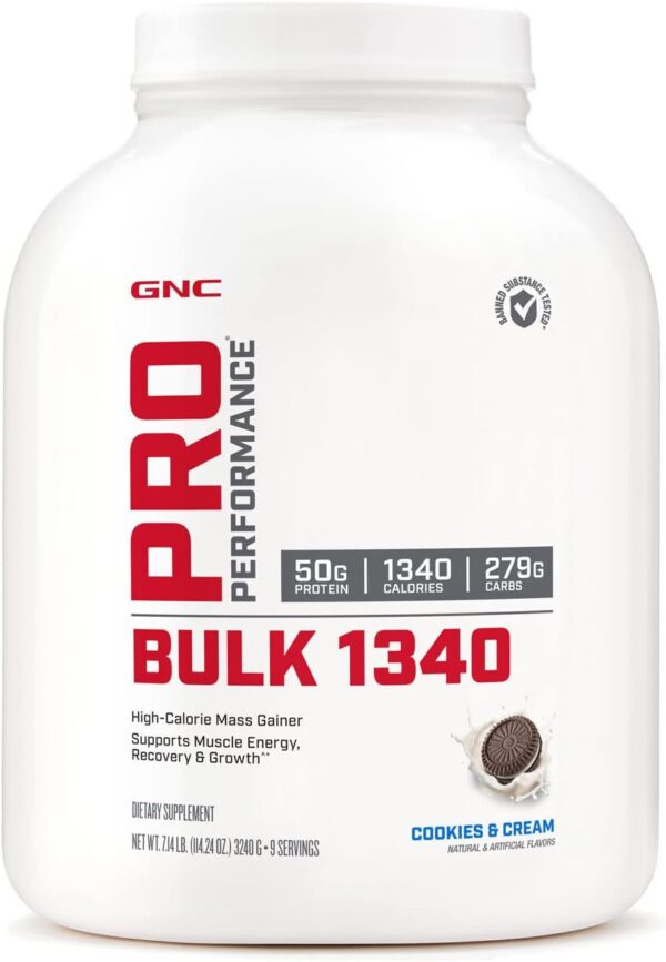 GNC Pro Performance Bulk 1340 - Cookies and Cream, 9 Servings, Supports Muscle Energy, Recovery and Growth