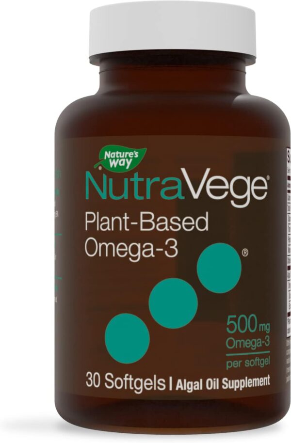 Nature's Way NutraVege Plant Based Omega-3, Heart Health and Eye and Brain Function*, 30 Vegan Softgels