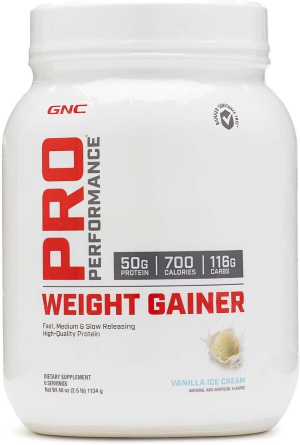 GNC Pro Performance Weight Gainer - Vanilla Ice Cream, 6 Servings, Protein to Increase Mass