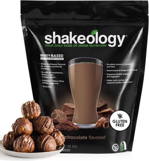 shakeology Whey Protein Powder Blend - Gluten Free, Superfood Protein Shake with Vitamins and Minerals - Helps Support Healthy Weight Loss, Lean Muscle Support, Gut Health - Chocolate, 30 Servings