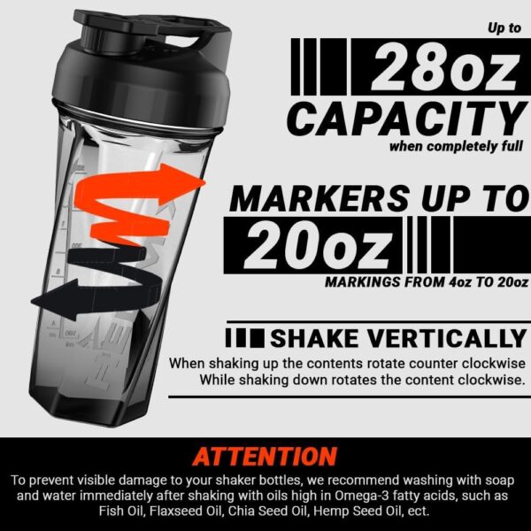 HELIMIX 2.0 Vortex Blender Shaker Bottle Holds upto 28oz | No Blending Ball or Whisk | USA Made | Portable Pre Workout Whey Protein Drink Cup | Mixes Cocktails Smoothies Shakes | Top Rack Safe - Image 3