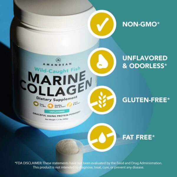 Premium Anti-Aging Marine Collagen Peptides Powder. 500g Wild-Caught Hydrolyzed Fish Collagen Supplement. Type 1 & 3 Collagen Protein. 18 Amino Acids for Skin, Hair, Nails - Image 3