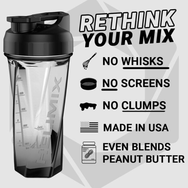 HELIMIX 2.0 Vortex Blender Shaker Bottle Holds upto 28oz | No Blending Ball or Whisk | USA Made | Portable Pre Workout Whey Protein Drink Cup | Mixes Cocktails Smoothies Shakes | Top Rack Safe - Image 2