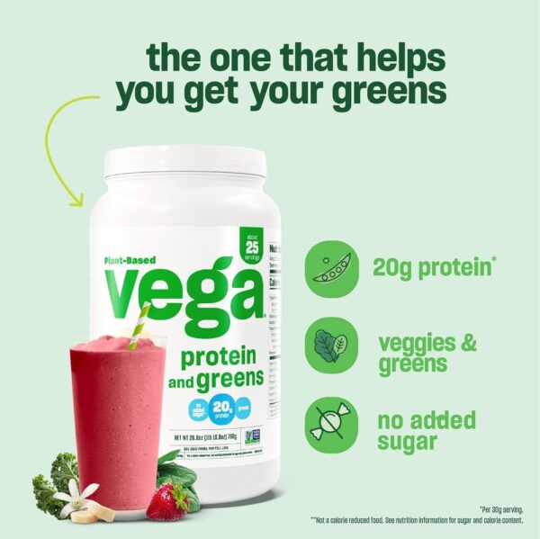 Vega Protein and Greens Protein Powder Chocolate (19 Servings) - 20g Plant Based Protein Plus Veggies, Vegan, Non GMO, Pea Protein for Women and Men, 1.4lb (Packaging May Vary) - Image 3