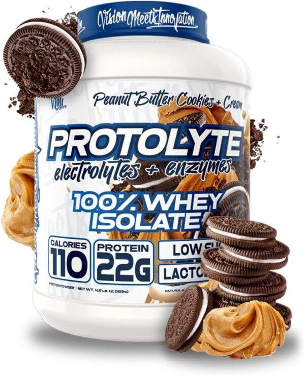 VMI Sports Protolyte 100% Whey Protein Isolate | + Electrolytes & Enzymes | Zero Sugar – Keto Friendly - Lactose Free | 21-25g Protein for Muscle Growth – Recovery – Hydration