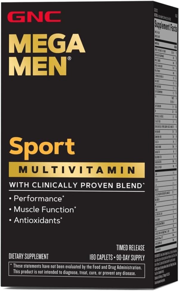 GNC Mega Men Sport Multivitamin | Performance, Muscle Function, and General Health | 180 Count