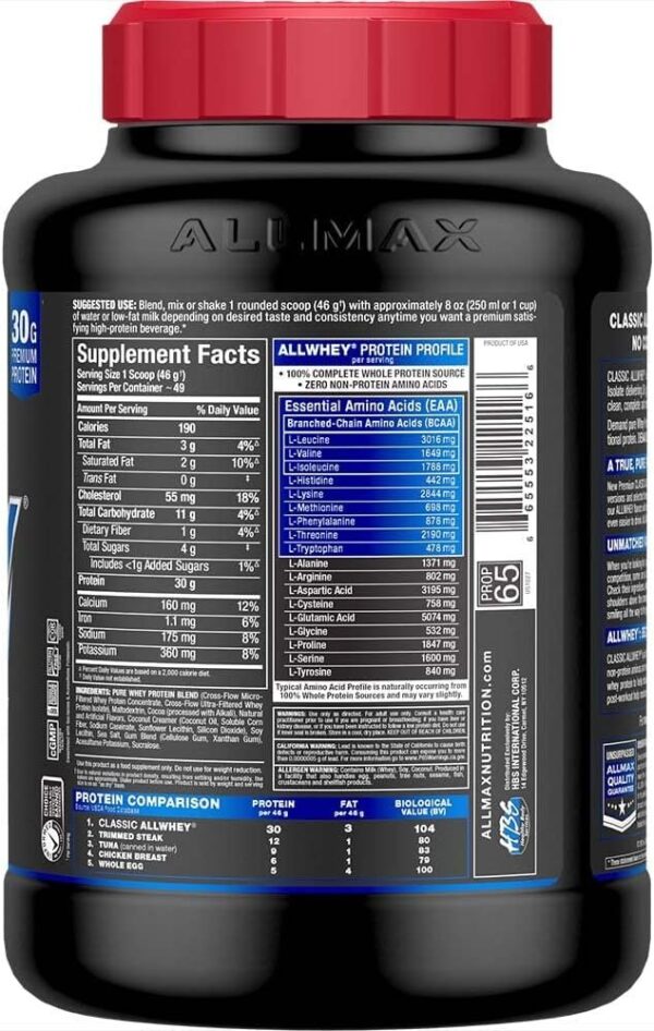 ALLMAX Nutrition AllWhey Classic, Strawberry, 5lb - Image 3