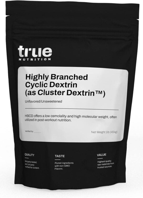 True Nutrition - Highly Branched Cyclic Dextrin - Carbohydrate Powder for Sustained Intra-Workout Energy, Enhanced Post-Workout Muscle Recovery - Vegan and Non-GMO - Unflavored 1lb