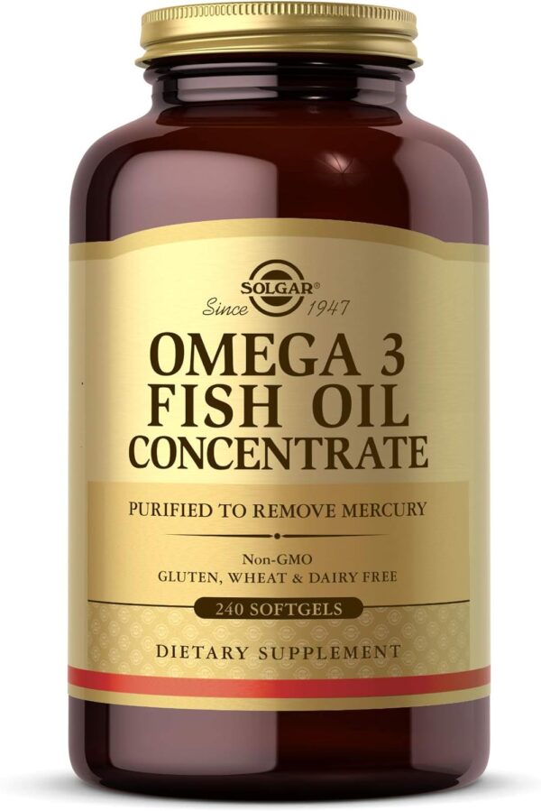 Solgar Omega-3 Fish Oil Concentrate, 240 Softgels - Support for Cardiovascular, Joint & Brain Health - Contains EPA & DHA Fatty Acids - Non GMO, Gluten/ Dairy Free - 120 Servings