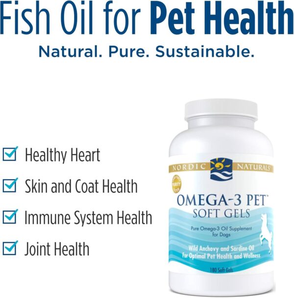 Nordic Naturals Omega-3 Pet, Unflavored - 180 Soft Gels - 330 mg - Fish Oil for Dogs with EPA & DHA - Promotes Heart, Skin, Coat, Joint, & Immune Health - Image 2