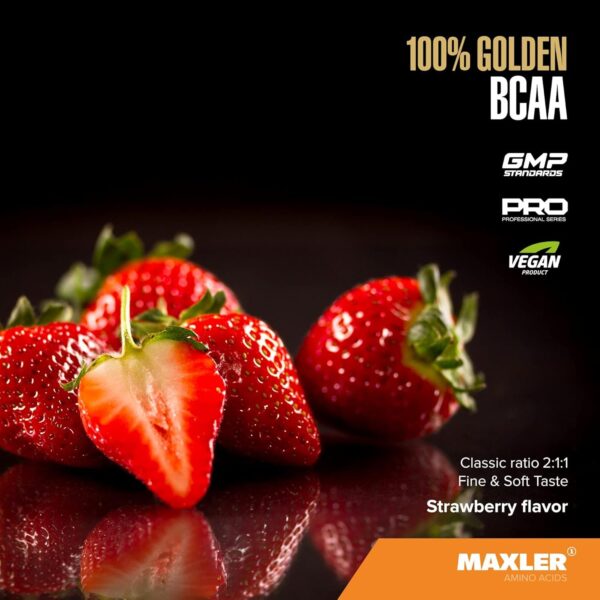 Maxler 100% Golden BCAA Powder - Intra & Post Workout Recovery Drink for Accelerated Muscle Recovery & Lean Muscle Growth - 6 g Vegan BCAAs Amino Acids - 60 Servings - Strawberry - Image 2