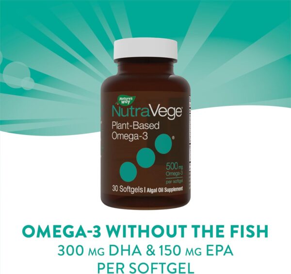 Nature's Way NutraVege Plant Based Omega-3, Heart Health and Eye and Brain Function*, 30 Vegan Softgels - Image 2