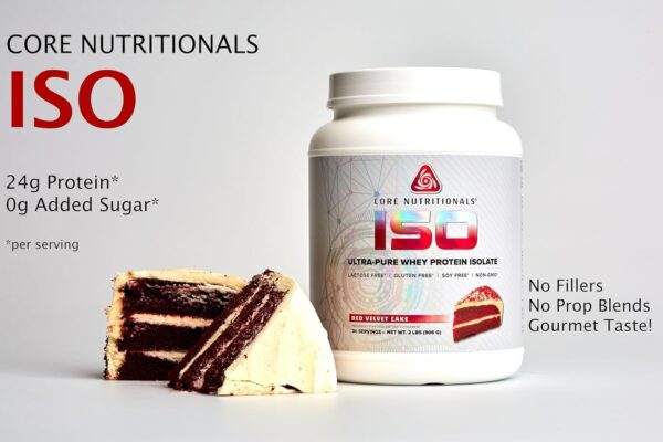 Core Nutritionals ISO, 100% Micro Filtered, Zero Artificial Fillers, 25g Whey Protein Isolate, 32 Servings (Red Velvet) - Image 3