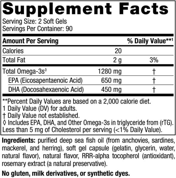 Nordic Naturals Ultimate Omega, Lemon Flavor - 180 Soft Gels - 1280 mg Omega-3 - High-Potency Omega-3 Fish Oil with EPA & DHA - Promotes Brain & Heart Health - Non-GMO - 90 Servings - Image 2