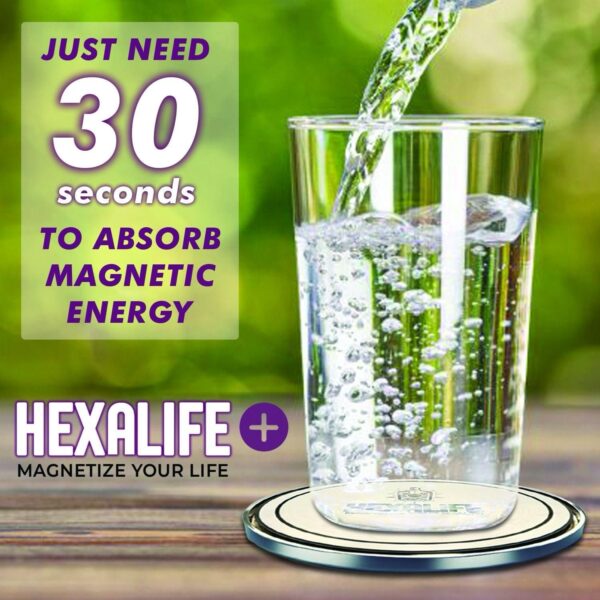 Generic HEXALIFE Magnetic Water Coaster, Improve Hydration with Less Water, Hexagon Change Helps to Absorb Water Easily, All-Natural Water Enhancer Aids in Hydration, Digestion and Absorption, Silver - Image 2