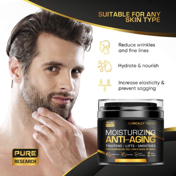 Men's Face Cream Moisturizer - Anti-Aging Cream For Men, Collagen, Retinol & Hyaluronic Acid - Day & Night - Facial Skin Care- Anti Wrinkle 1.7 oz - Image 3