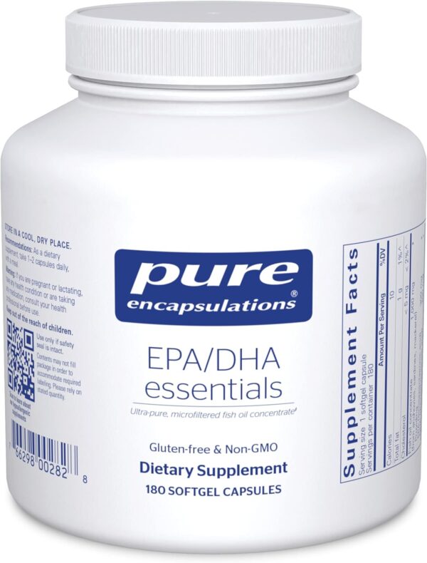 Pure Encapsulations EPA/DHA Essentials - Fish Oil Concentrate Supplement to Support Cardiovascular Health - Premium EPA & DHA Supplement with Omega 3-180 Softgel Capsules