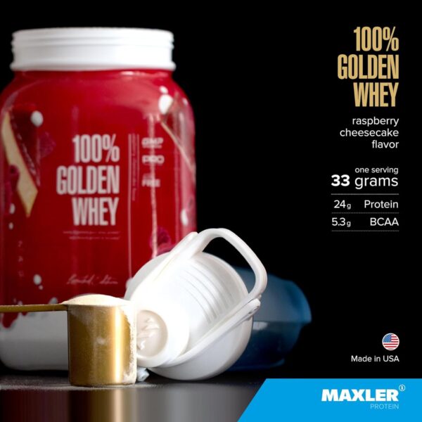 Maxler Raspberry Cheesecake 100% Golden Whey Protein Powder, 2 pounds (Pack of 1), 32 Servings | Whey Hydrolysate, Isolate & Concentrate Blend | Pre, Post & Intra Workout - Image 3