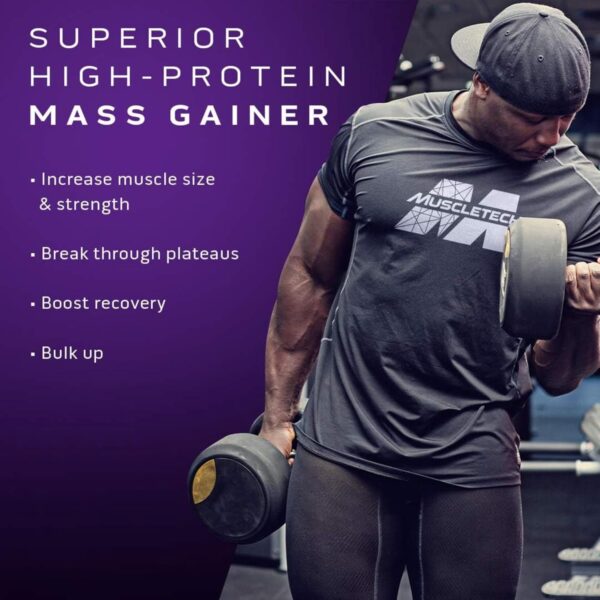 Mass Gainer MuscleTech 100% Mass Gainer Protein Powder Protein Powder for Muscle Gain Whey Protein + Muscle Builder Creatine Supplements Vanilla, 5.15 Pound (Pack of 1) - Image 3