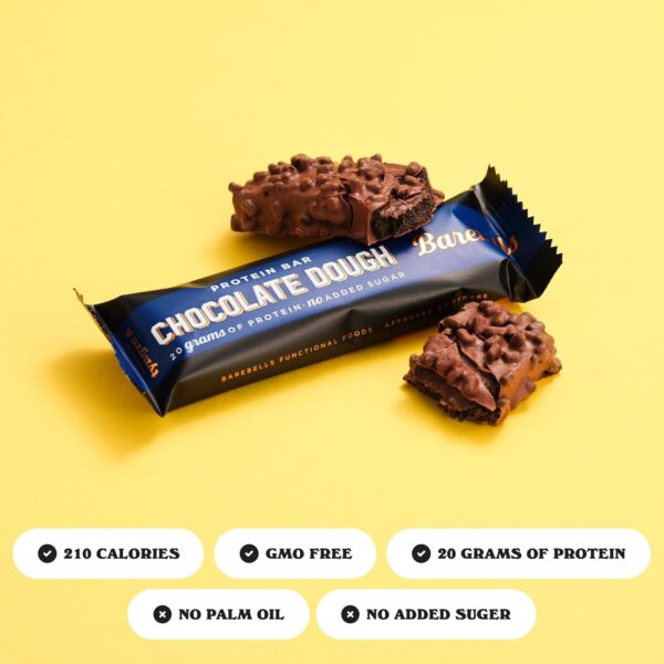 Barebells Protein Bars Chocolate Dough with 1g of Total Sugars - 12 Count, 1.9oz Bars - Snacks with 20g of High Protein - On The Go Protein Snack & Breakfast Bars - Image 2