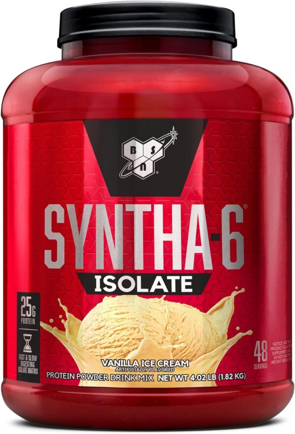 BSN SYNTHA-6 ISOLATE Protein Powder, Vanilla Ice Cream, 4.02 lb (48 servings)