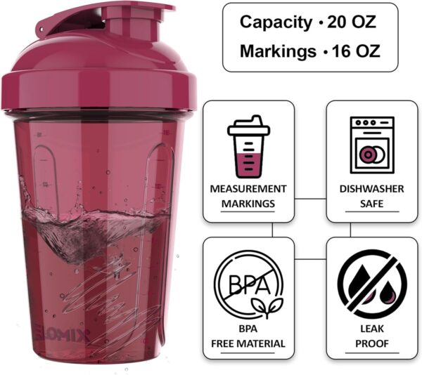 '-4 PACK- 20 OZ Protein Shaker Bottles for Protein Mixes, Shaker Cups for Protein Shakes, Small Shaker Bottle Pack, Shaker Cup, Shakers for protein Shakes (Berry Blend-4 Pack) - Image 2