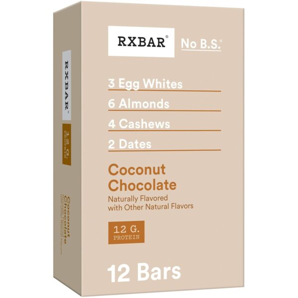 RXBAR Protein Bars, Protein Snack, Snack Bars, Coconut Chocolate, 22oz Box (12 Bars)