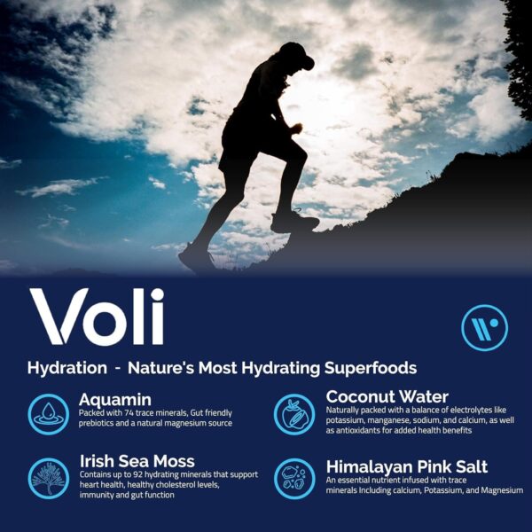 Voli Hydration, Pali Piña Colada, Superfood Hydration, Irish Sea Moss, Aquamin (Natural Magnesium), Coconut Water, Himalayan Pink Salt, Low-Calorie Hydration, 15 Servings (Pack of 1) - Image 2