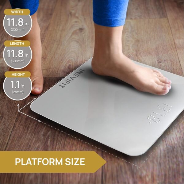 INEVIFIT Bathroom Scale, Highly Accurate Digital Bathroom Body Scale, Measures Weight up to 400 lbs. Includes Batteries - Image 2