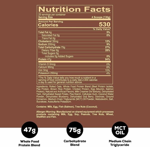 REDCON1 MRE Protein Powder, Fudge Brownie - Meal Replacement Protein Blend Made with MCT Oil & Whole Foods - Protein with Natural Ingredients to Aid in Muscle Recovery (25 Servings) - Image 3