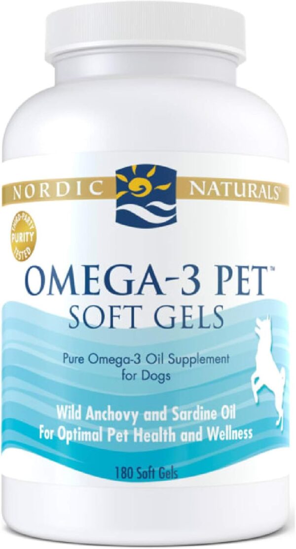 Nordic Naturals Omega-3 Pet, Unflavored - 180 Soft Gels - 330 mg - Fish Oil for Dogs with EPA & DHA - Promotes Heart, Skin, Coat, Joint, & Immune Health