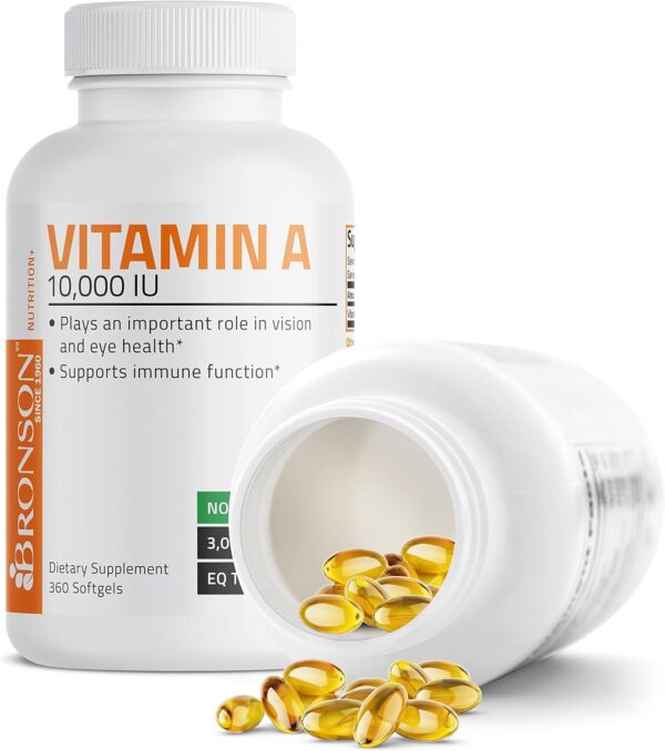 Bronson Vitamin A 10,000 IU Premium Non-GMO Formula Supports Healthy Vision & Immune System and Healthy Growth & Reproduction, 360 Softgels - Image 3