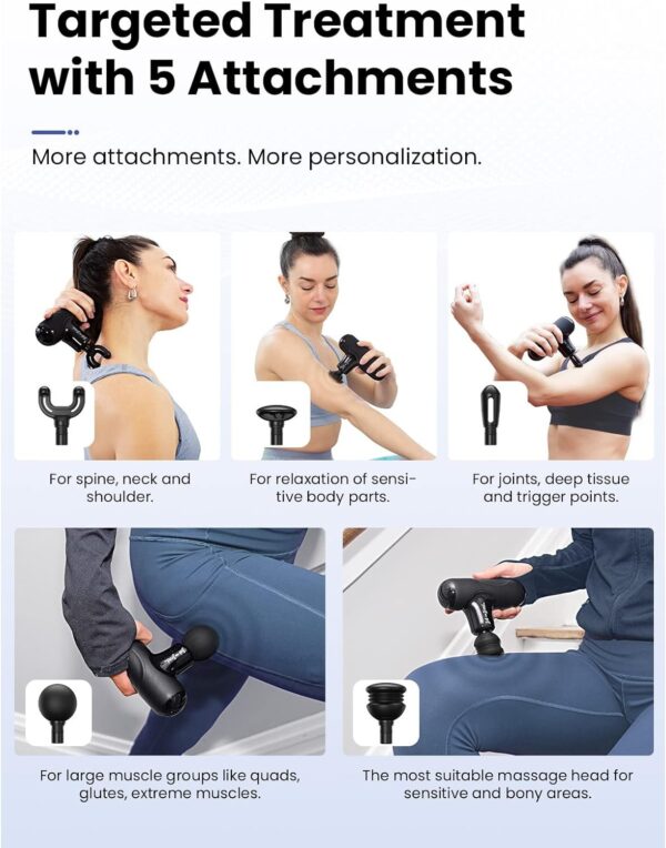 BOB AND BRAD Q2 Mini Massage Gun, Pocket-Sized Deep Tissue Massager Gun, Portable Percussion Muscle Massager Gun, Ultra Small & Quiet Muscle Massage Gun with Carry Case, FSA and HSA Eligible -Black - Image 3