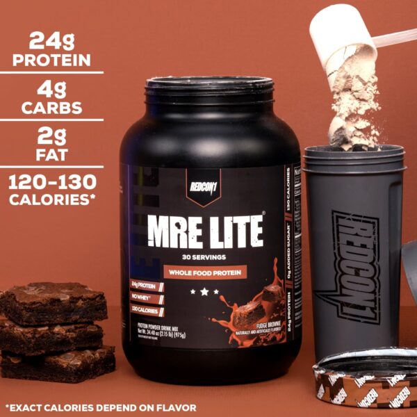 REDCON1 MRE Lite Whole Food Protein Powder, Fudge Brownie - Low Carb & Whey Free Meal Replacement with Animal Protein Blends - Easy to Digest Supplement Made with MCT Oils (30 Servings) - Image 3