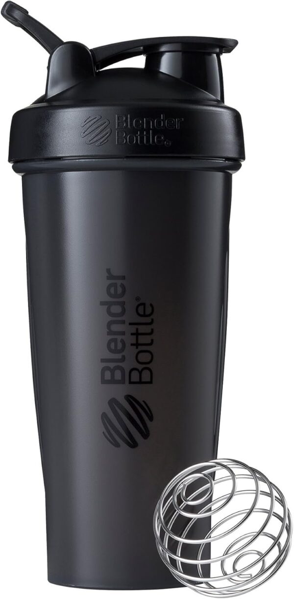 BlenderBottle Classic Shaker Bottle Perfect for Protein Shakes and Pre Workout, 28-Ounce, Black