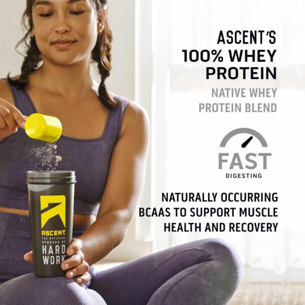 Ascent 100% Whey Protein Powder - Post Workout Whey Protein Isolate, Zero Artificial Flavors & Sweeteners, Gluten Free, 5.5g BCAA, 2.6g Leucine, Essential Amino Acids, Chocolate 2 lb - Image 9