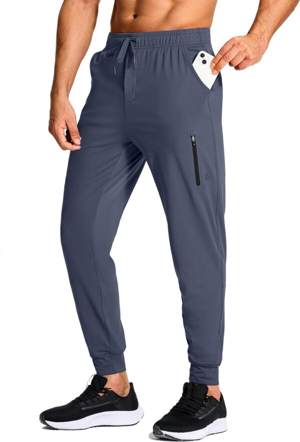 Men's Athletic Joggers Stretch Sweatpants with Zipper Pockets Running Workout Gym Track Golf Pants for Men