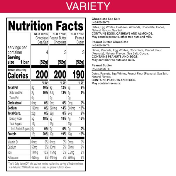 RXBAR Protein Bars, Protein Snacks, Snack Bars, Variety Pack, 18.3oz Box (10 Bars) - Image 3