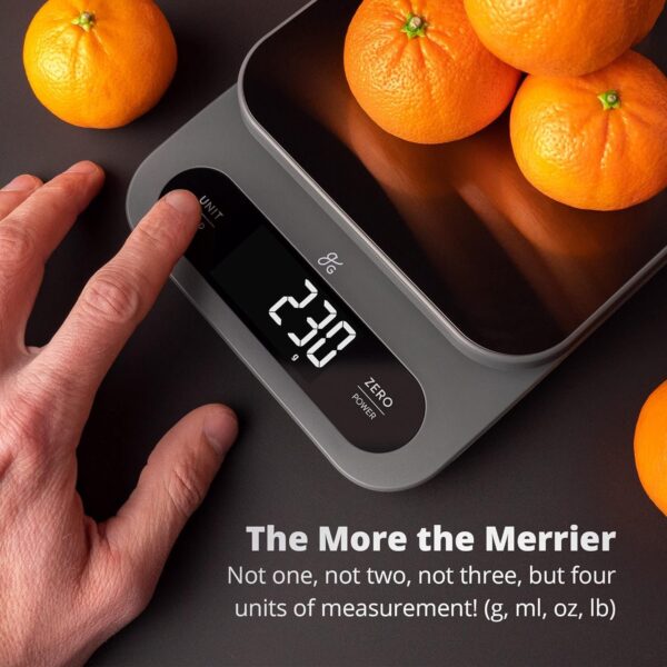 Greater Goods High Capacity Kitchen Scale - A Premium Food Scale, Weighs in Grams & Ounces w/a 22 Pound Capacity, Hi-Def LCD Screen and Stainless Steel Platform - Image 3