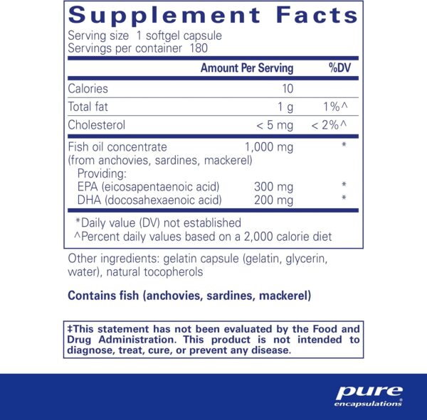 Pure Encapsulations EPA/DHA Essentials - Fish Oil Concentrate Supplement to Support Cardiovascular Health - Premium EPA & DHA Supplement with Omega 3-180 Softgel Capsules - Image 2