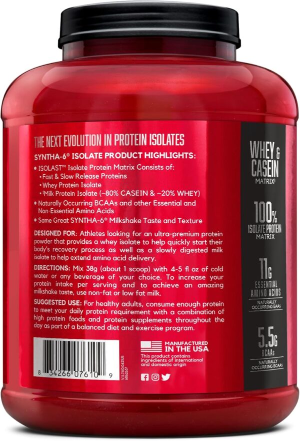 BSN SYNTHA-6 ISOLATE Protein Powder, Vanilla Ice Cream, 4.02 lb (48 servings) - Image 3