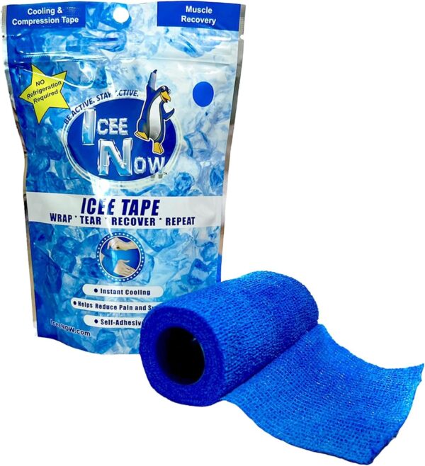 IceeNow - Ice Bandage Wrap Tape, Self Sticking Bandage Wrap, Instant Cold Compress Compression Tape Wrap, Athletic Muscle Tape, Athlete Tape for Pain and Swelling, No Refrigeration Needed, Blue