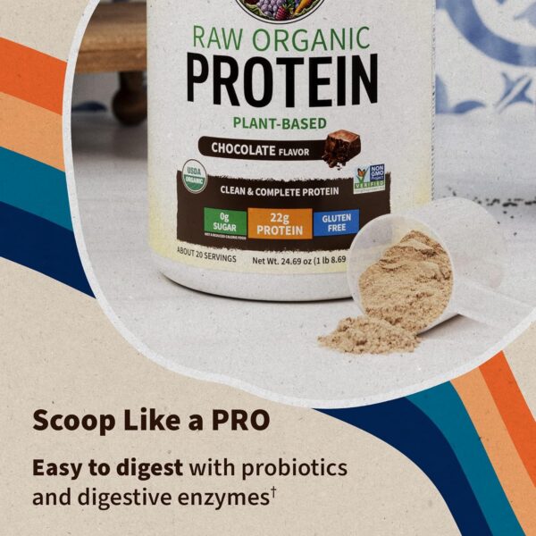 Garden of Life – Organic Vegan Chocolate Protein Powder - 22g Complete Plant Based Raw Protein & BCAAs plus Probiotics & Digestive Enzymes for Easy Digestion, Non-GMO Gluten-Free, Lactose Free 1.5 LB - Image 3