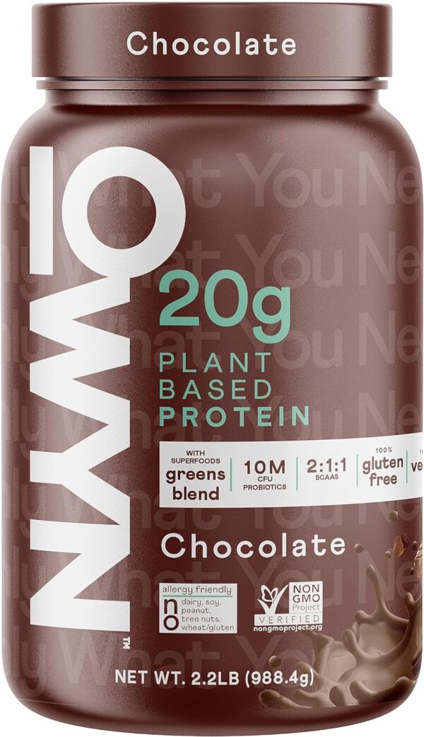 OWYN Only What You Need Vegan Protein Powder, 20g Plant Based Protein, Probiotics, Superfoods Greens, Pea, Chia Seeds, Pumpkin Seed Blend (Chocolate, 2.2 LB)