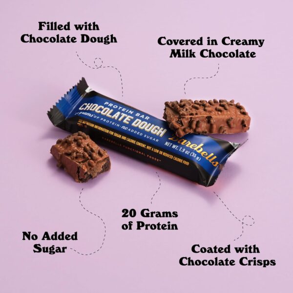 Barebells Protein Bars Chocolate Dough with 1g of Total Sugars - 12 Count, 1.9oz Bars - Snacks with 20g of High Protein - On The Go Protein Snack & Breakfast Bars - Image 3