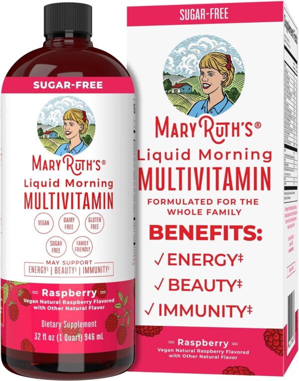 Multivitamin Multimineral for Women Men & Kids by MaryRuth's | No Added Sugar | Vegan Liquid Vitamins for Adults & Kids | Mens, Womens Multivitamin | Energy & Beauty Booster | Non-GMO | 32 Fl Oz