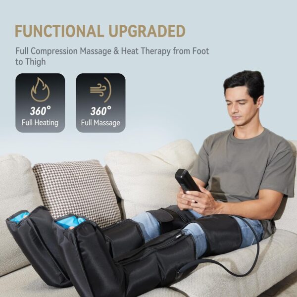 FIT KING Leg Massager with Heat for Circulation Upgraded Full Leg and Foot Compression Boots Massager to Relieve Pain, Swelling, Edema, RLS- Built-in Pressure Sensor & LCD Display- FSA HSA Eligible - Image 2