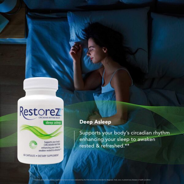 RestoreZ Deep Asleep (60 Capsules) Natural Sleep Supplement - Combat Nighttime Disruptions and Restore Your Sleep - Non-Habit Forming Sleep Aid - Image 3