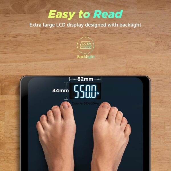 RunSTAR 550lb Bathroom Digital Scale for Body Weight with Ultra-Wide Platform and Large LCD Display, Accurate High Precision Scale with Extra-High Capacity - Image 3