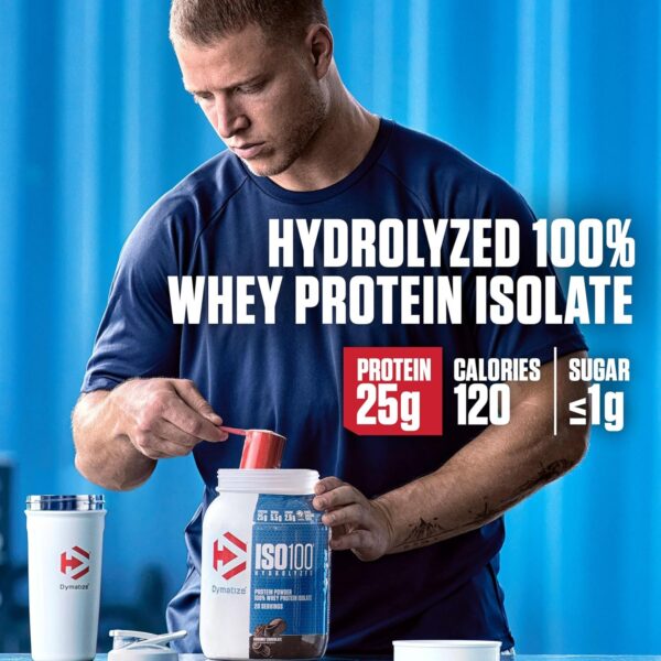 Dymatize ISO100 Hydrolyzed Protein Powder, 100% Whey Isolate, 25g of Protein, 5.5g BCAAs, Gluten Free, Fast Absorbing, Easy Digesting, Gourmet Vanilla, 20 Servings - Image 2